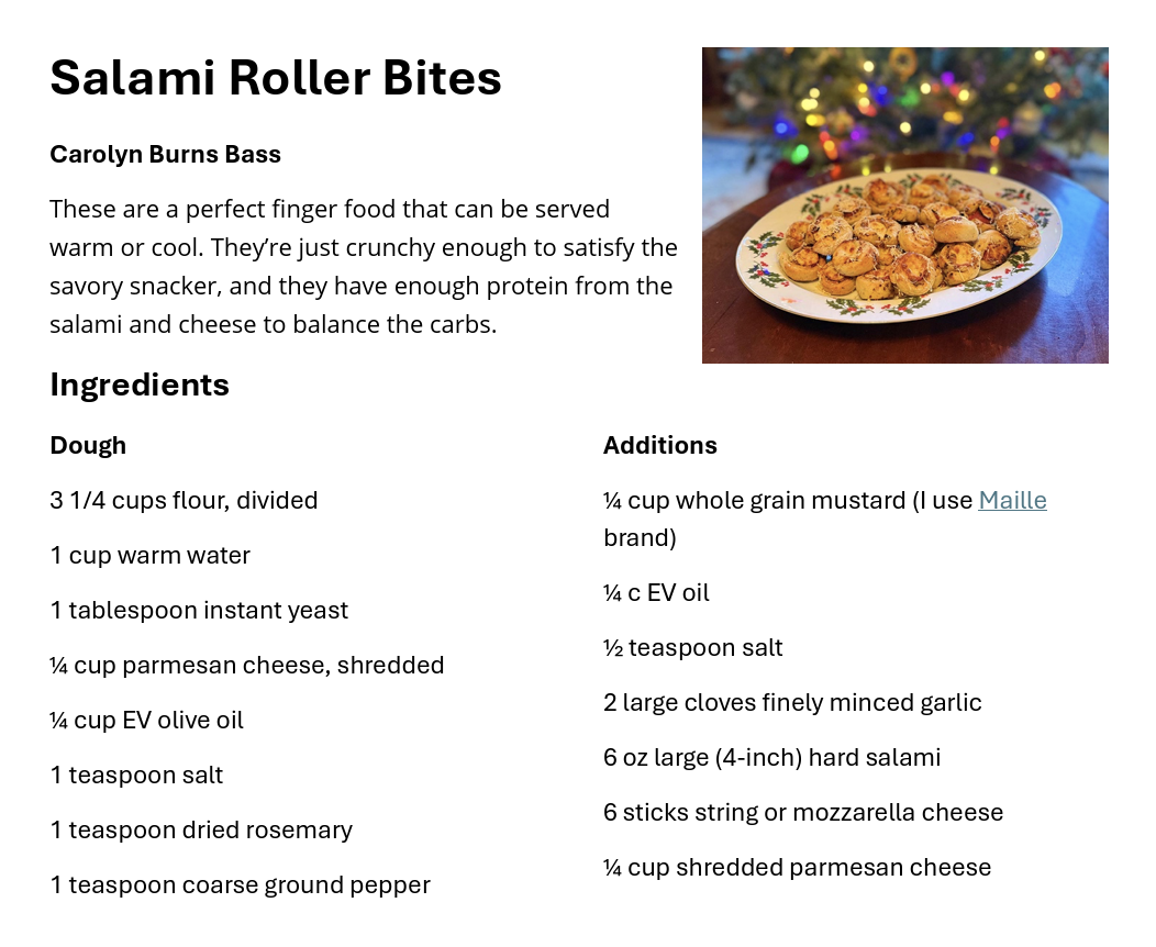 Salami Roller Biters - Printable Recipe